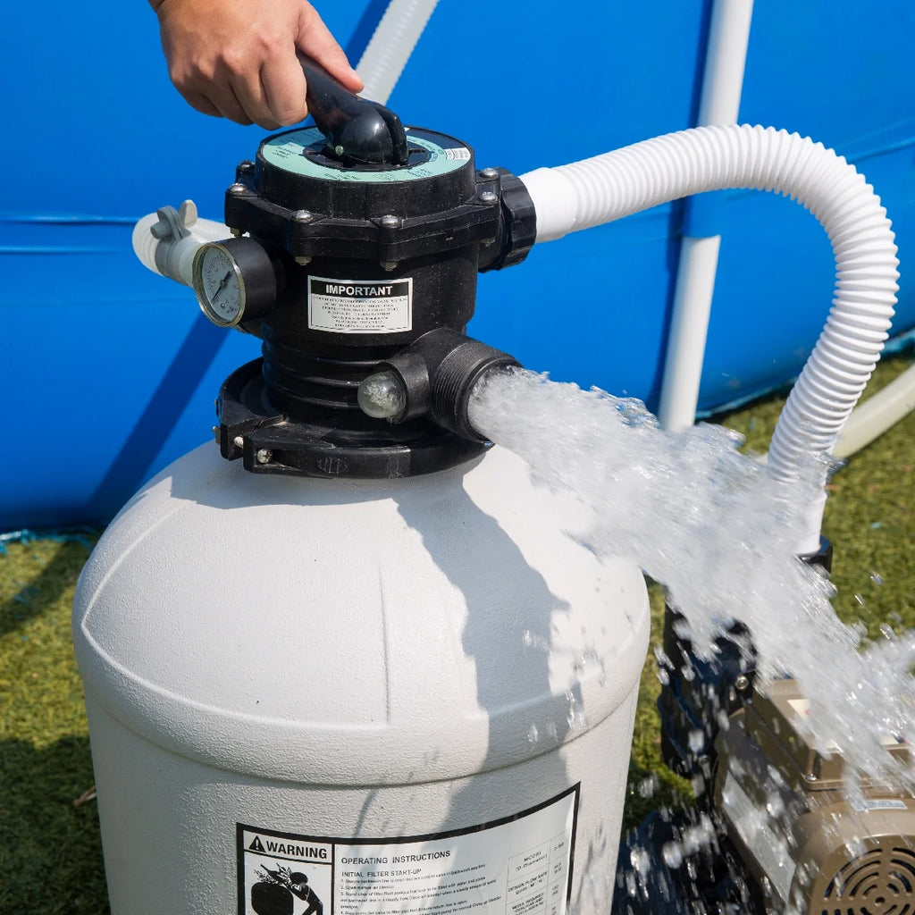 XtremepowerUS Sand Filter Pump for Above Ground Pool, 2400 GPH Pool Filter Pump, 7-Way Valve
