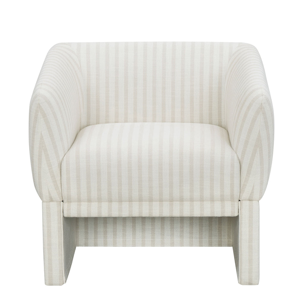 Beautiful Small Space Accent Chair by Drew Barrymore, Beige and White Linen