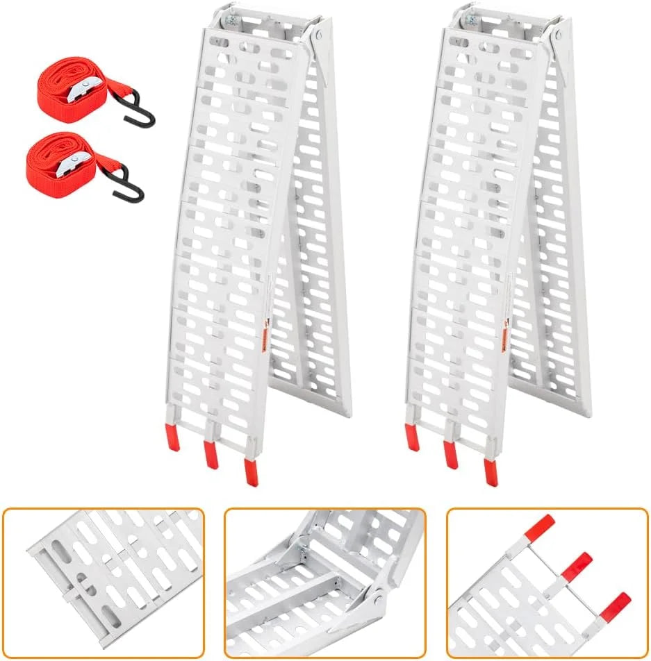 TUFFIOM Aluminum Truck Ramp N/A 7ft Aluminum Folding 1500 lb Maax Load - Silver