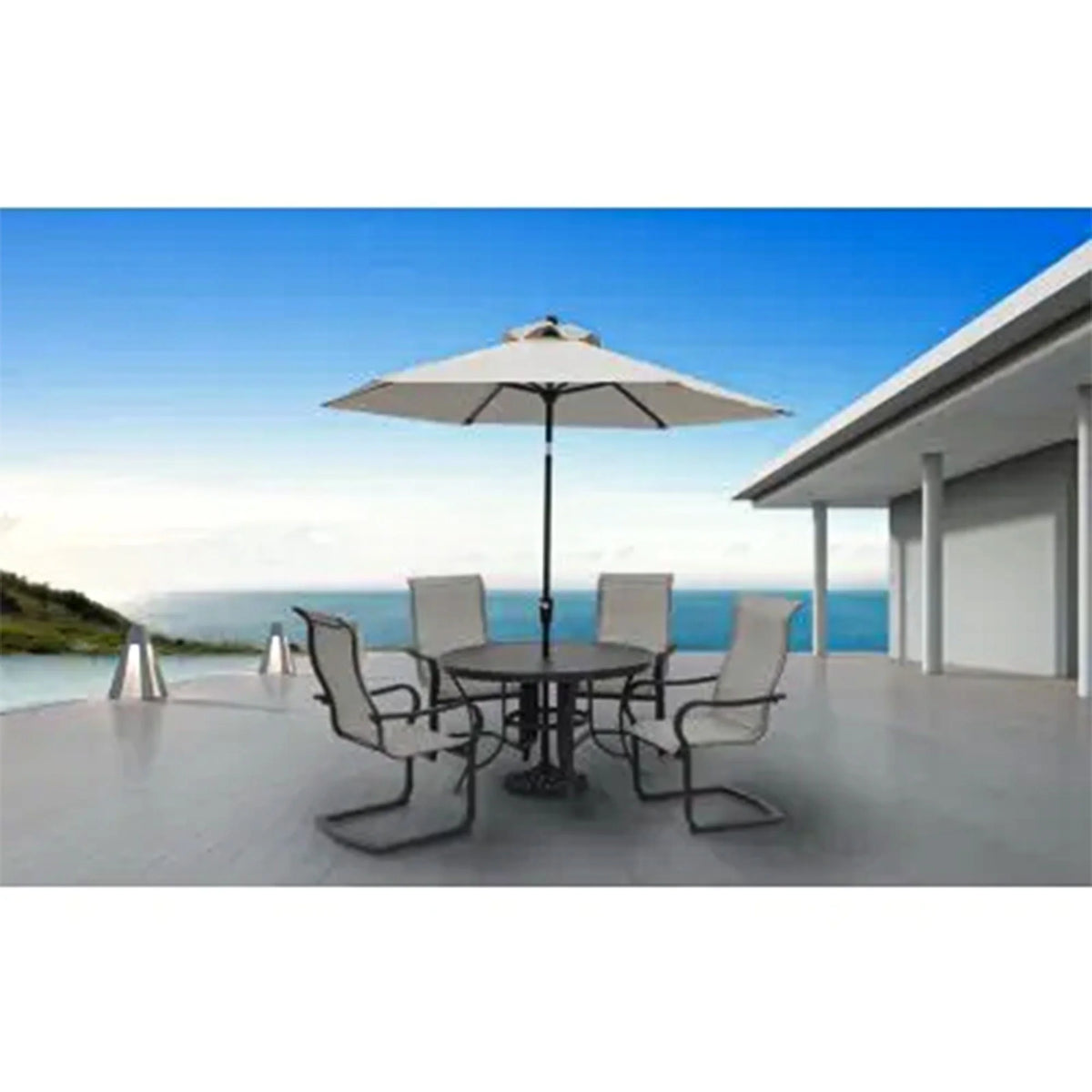 Four Seasons Courtyard Palermo Market Patio Umbrella with Push Button Tilt