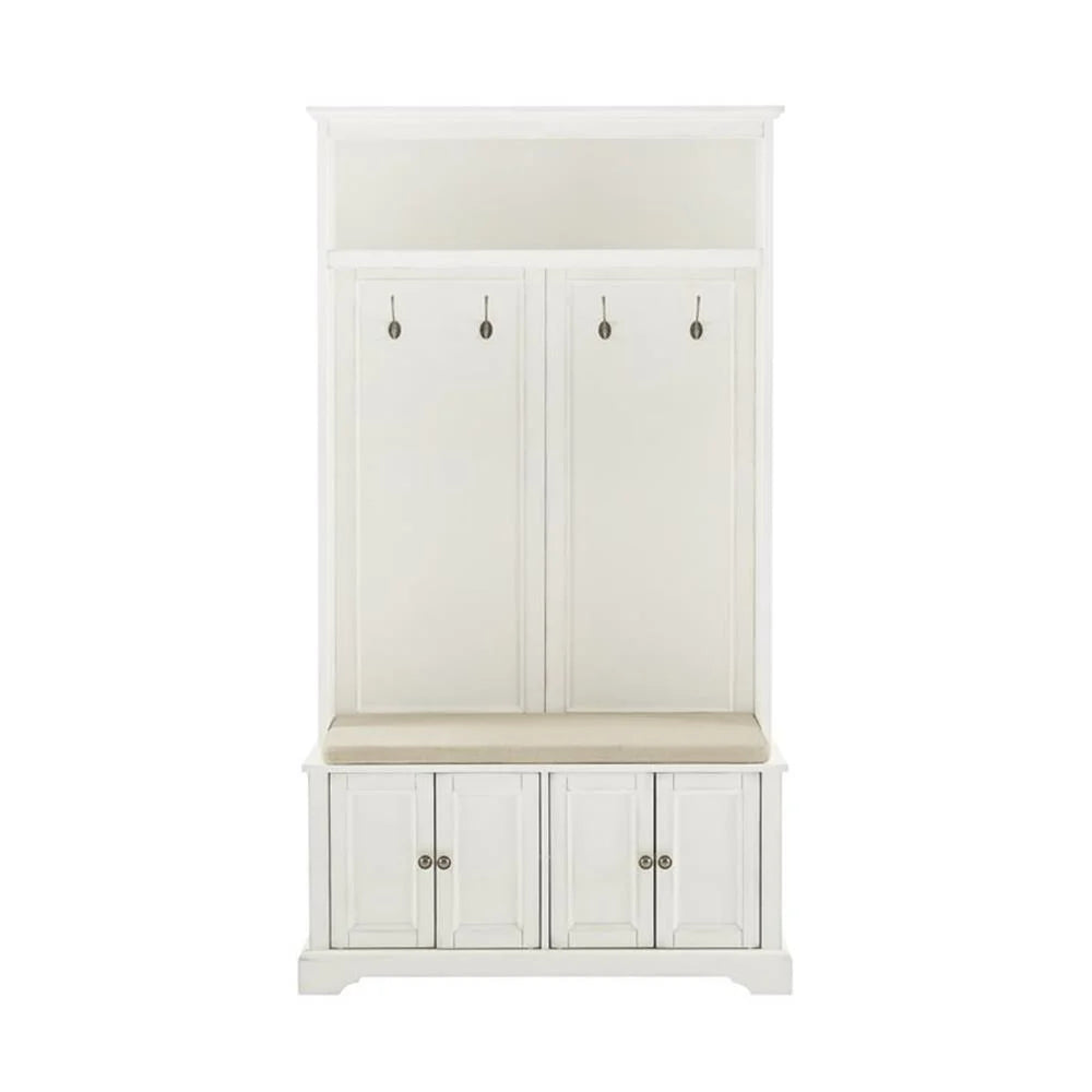 Bowery Hill Traditional Wood Hall Tree in Seafoam Blue/Oatmeal