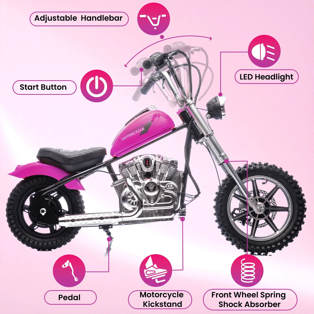 36V Power Ride on Motorcycle for Teen, Kids Electric Motorcycle with Front Wheel suspension, LED Light, Top Speed 13.6 Mph, Electric Dirt Bike for Boys Girls, Oranger