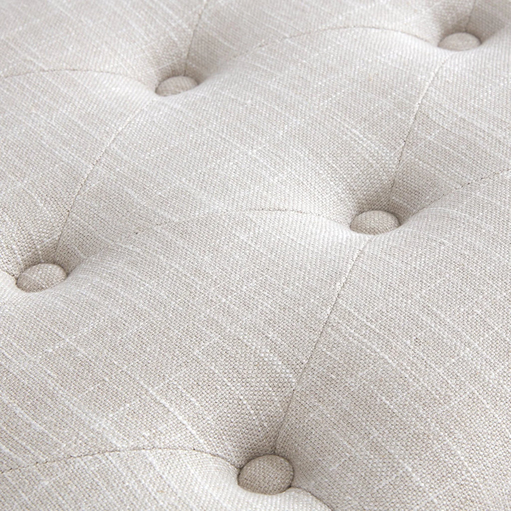 HUIMO Button-Tufted Bench for End of Bed, Entryway Bench with Upholstered Linen Fabric, Ottoman Bench for Living Room,Dining Bench for Kitchen(Beige)