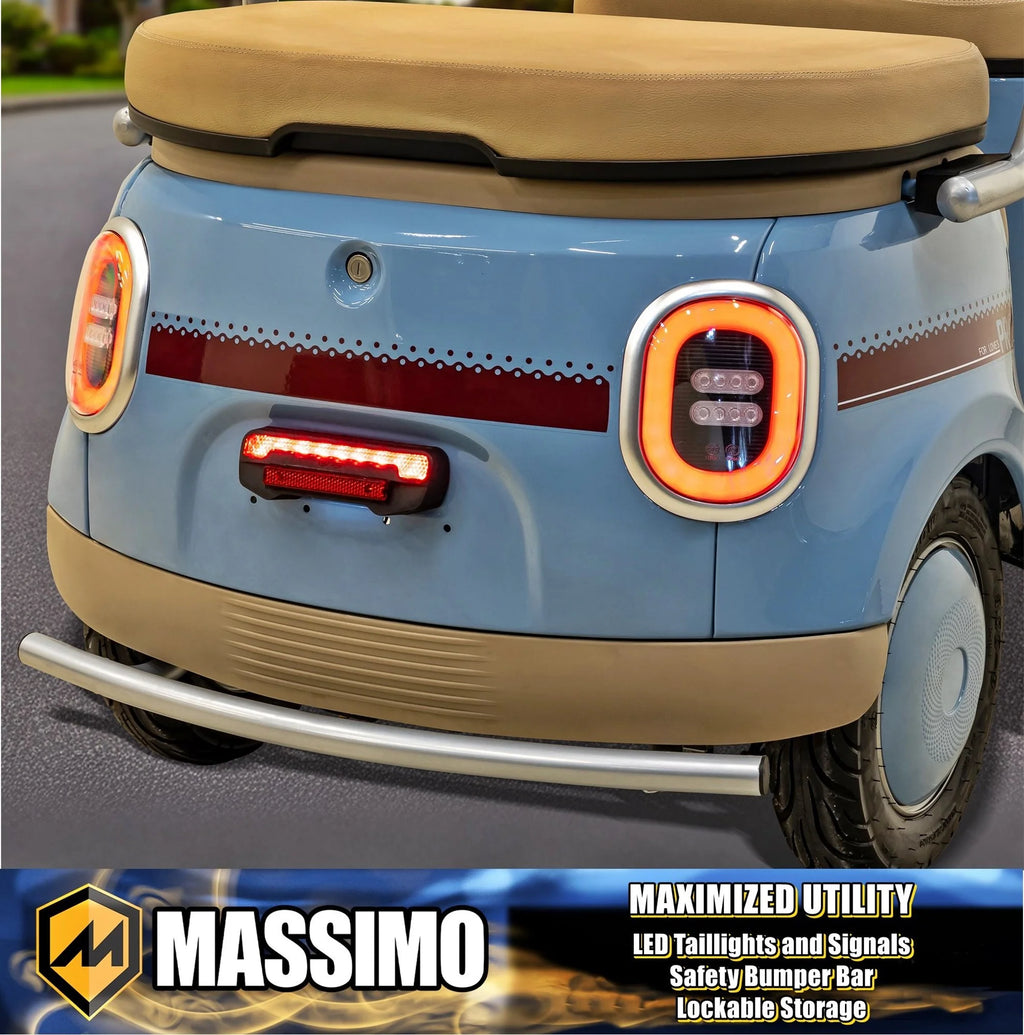 Massimo MGC E-Trike 3-Wheel Electric Cart �C 17 MPH, 2-Seater Adult Scooter �C Blue
