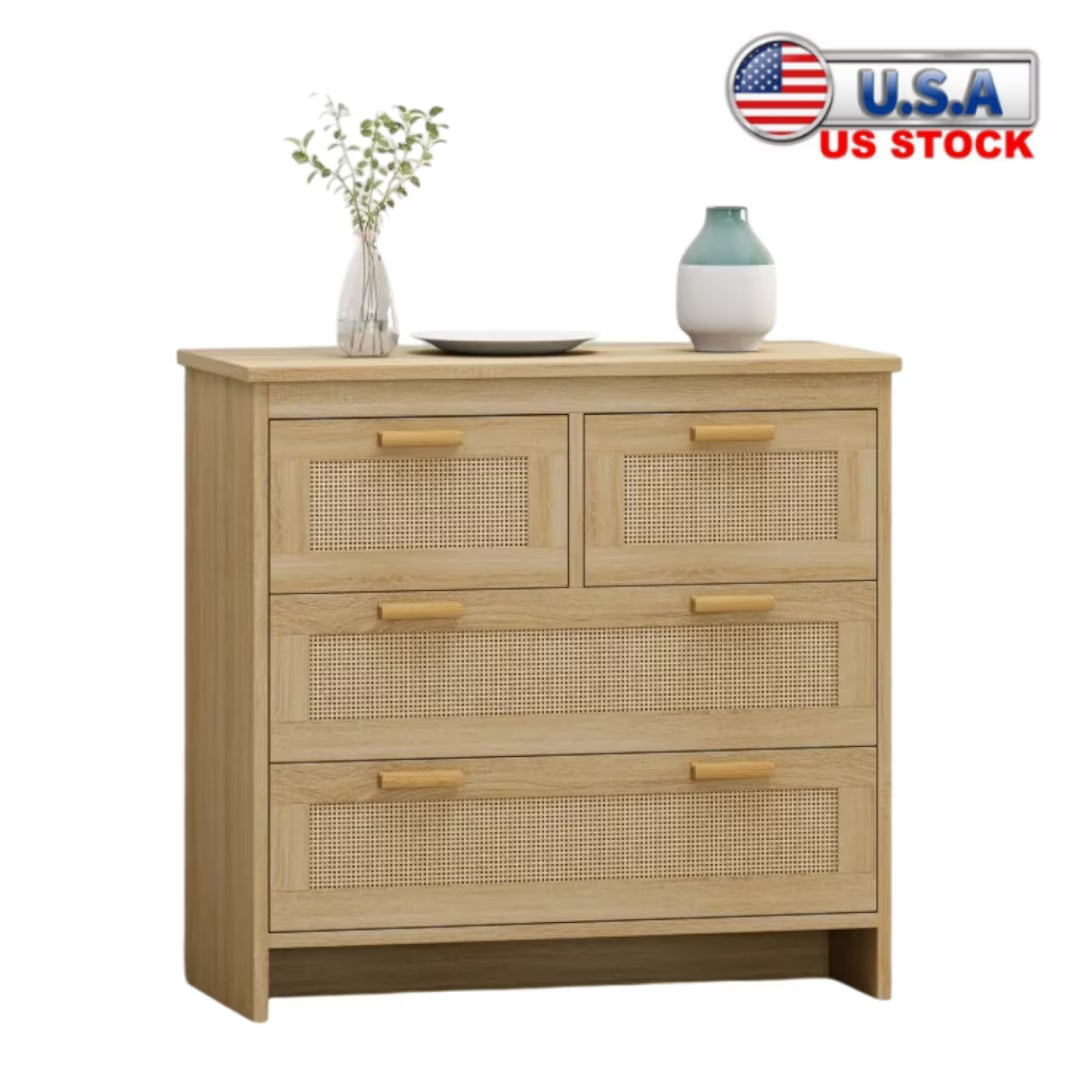 Tcbosik 4-Drawers Dresser, 31.5" Storage Chest of Drawers for Bedroom, Easy to Assemble, Natural