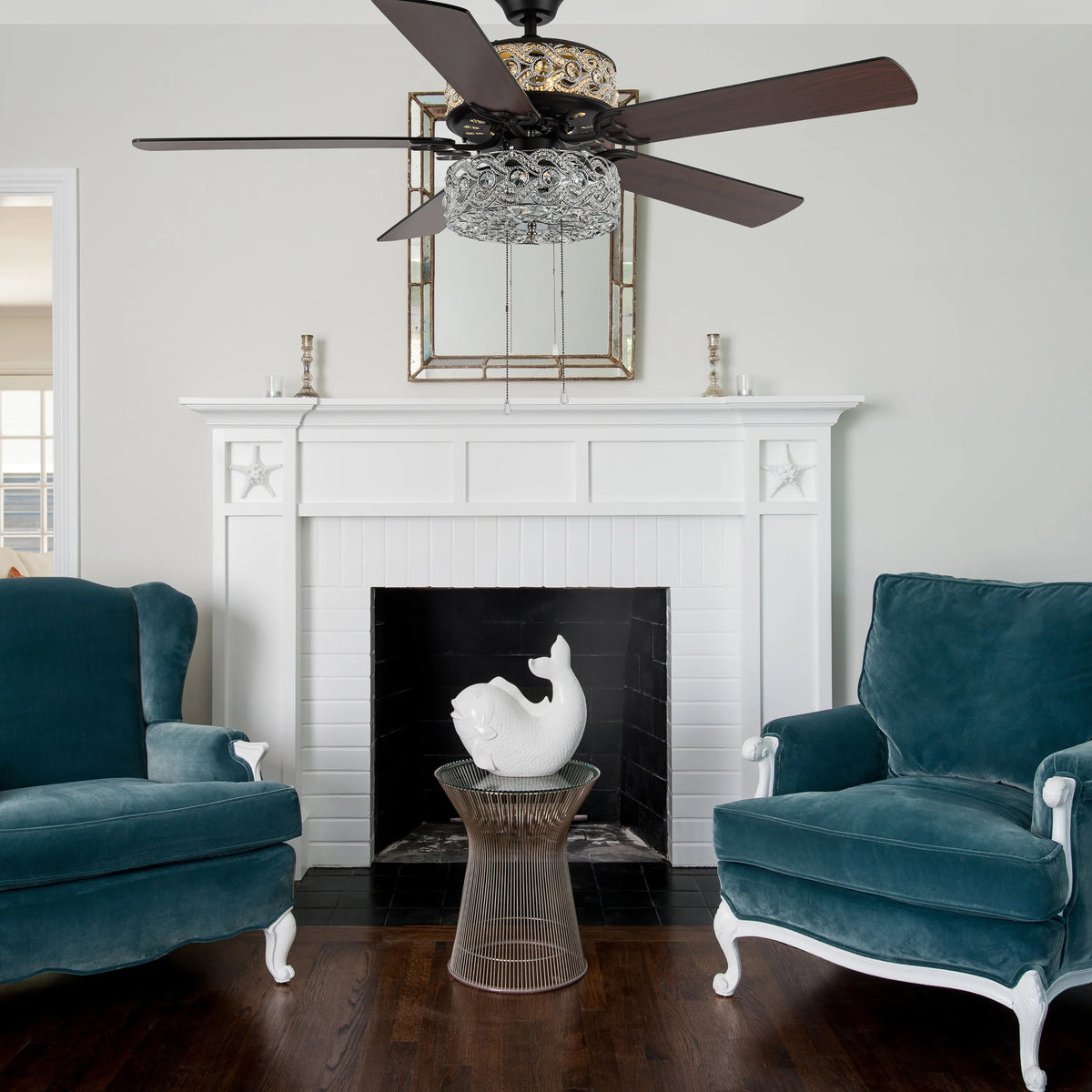 River of Goods 52" 5 Blade Luxe Enlaced Crystal LED Ceiling Fan with Light