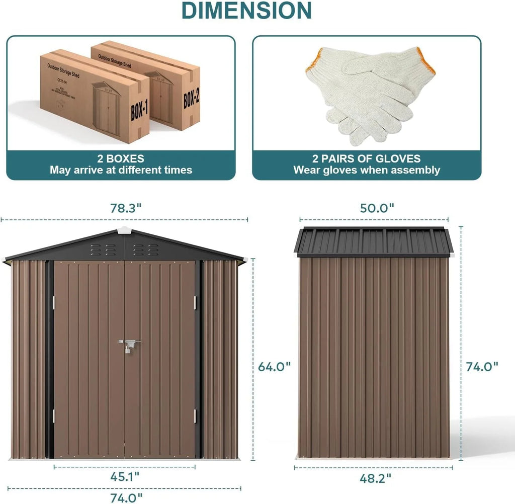 Lofka 6 x 4ft Shed and Outdoor Storage , Durable Metal Garden Shed  with Lockable Door, Weather-Resistant Steel Tool Shed for Backyard, Patio, Grey