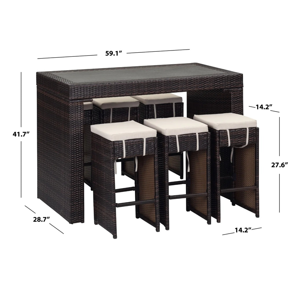 SAFAVIEH Outdoor Collection Sanders Outdoor Bar Set Titanium/Sand