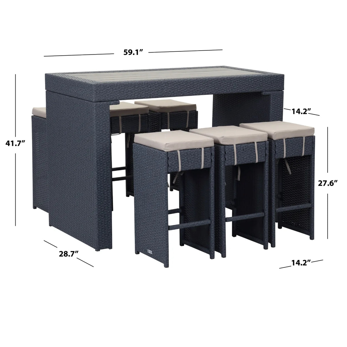 SAFAVIEH Outdoor Collection Sanders Outdoor Bar Set Titanium/Sand