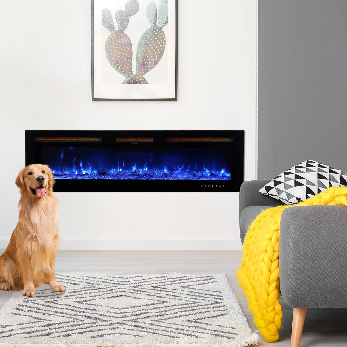 Ktaxon 30" Electric Fireplace, Freestanding/Inserts/Wall Mounted Fireplace Heater with Remote Control, 12 Adjustable Flame Colors, Log & Crystal, 8H Timer for Living Room, Bedroom