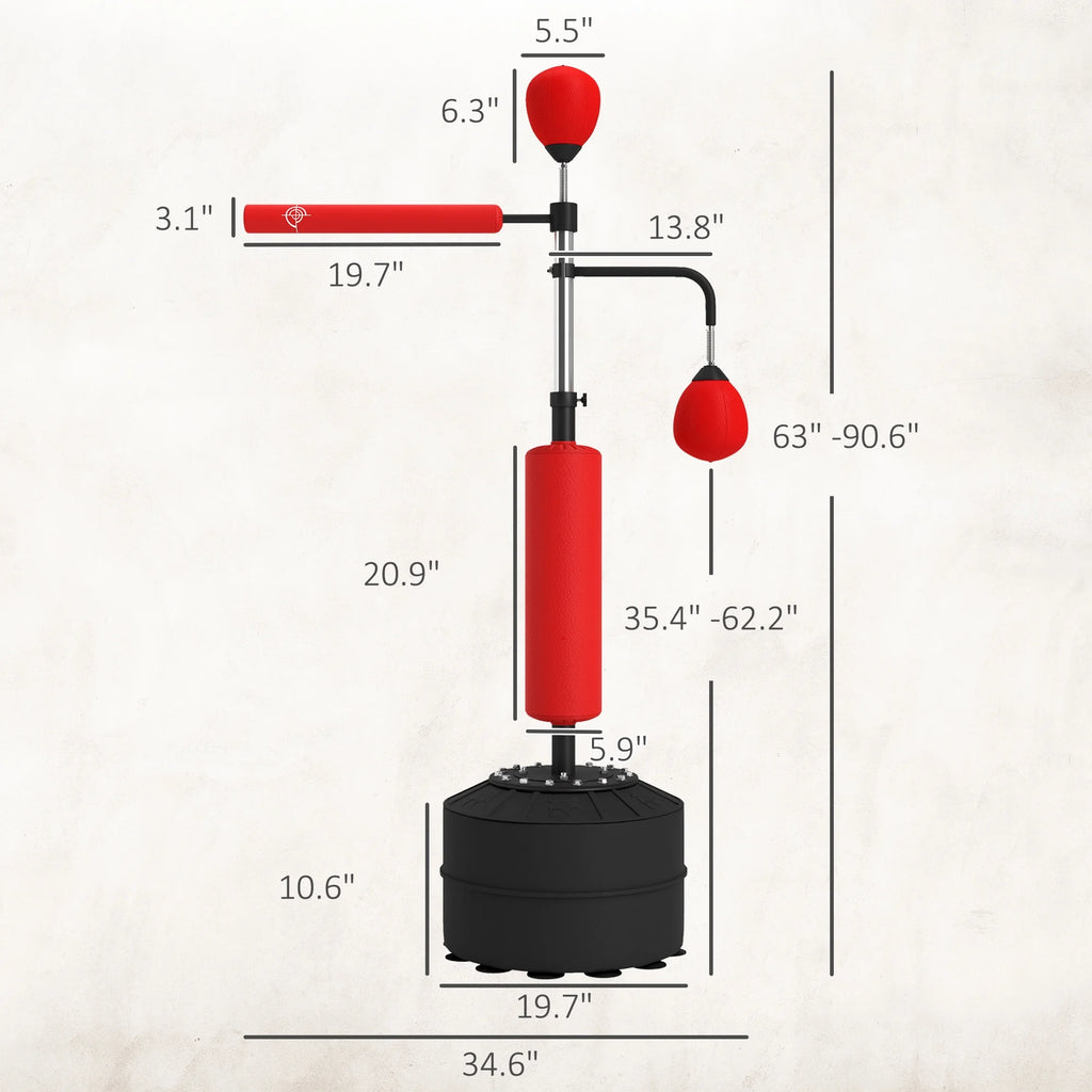 Soozier 4-in-1 Boxing Punching Bag Stand with 2 Speedballs, 360° Relax Bar, & PU-Wrapped Bag & Adjustable Height, Black