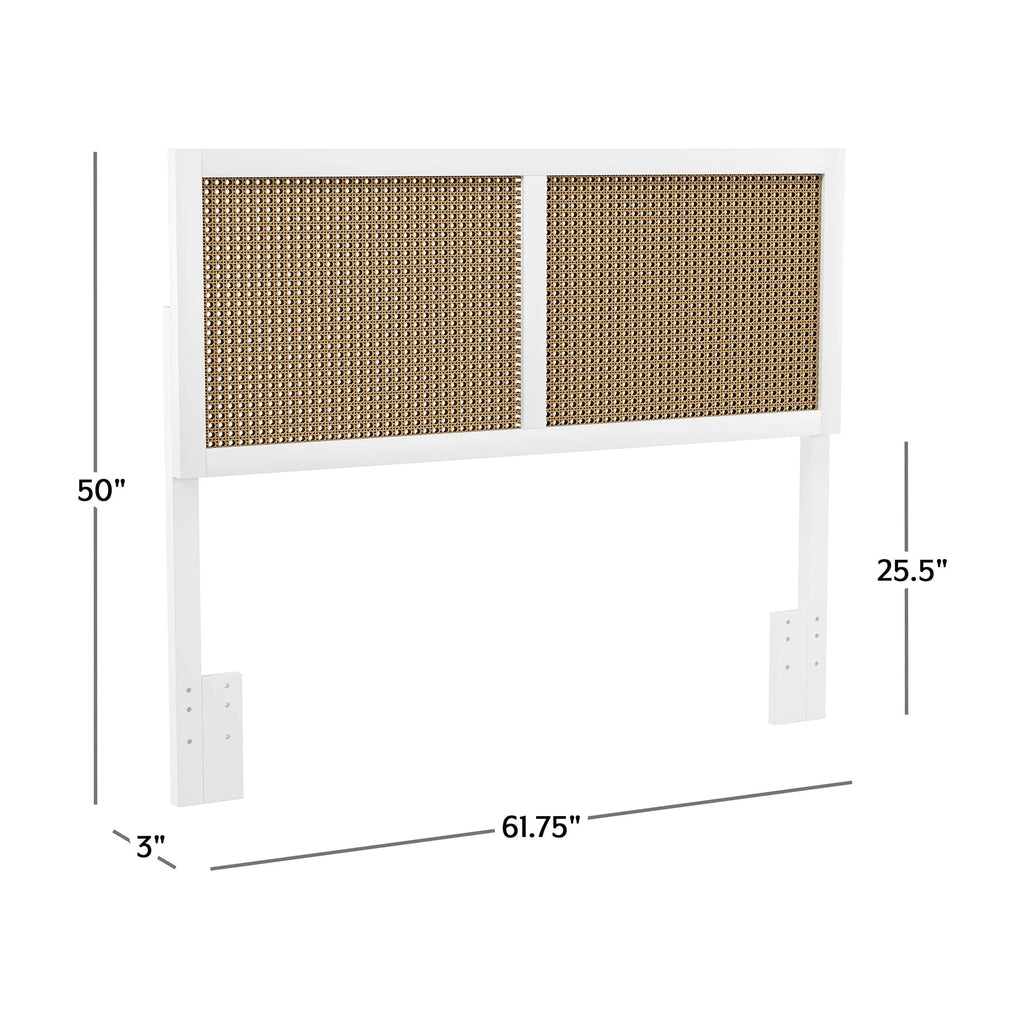 Hillsdale Furniture Serena Wood and Cane Panel Full/Queen Headboard, White
