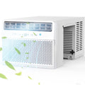 Crzoe Window Air Conditioner 10,000 BTU, Window AC Unit Cooling Room 450sq.ft, Dehumidifier Mode and 3 Fan Speed, 24H Timer, Saddle Mount, Quiet Operation, White