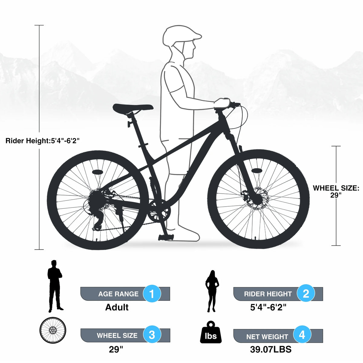 29" Mountain Bike 8 Speed Steel Frame City Bicycle with Front Suspension for Men Women, Gray