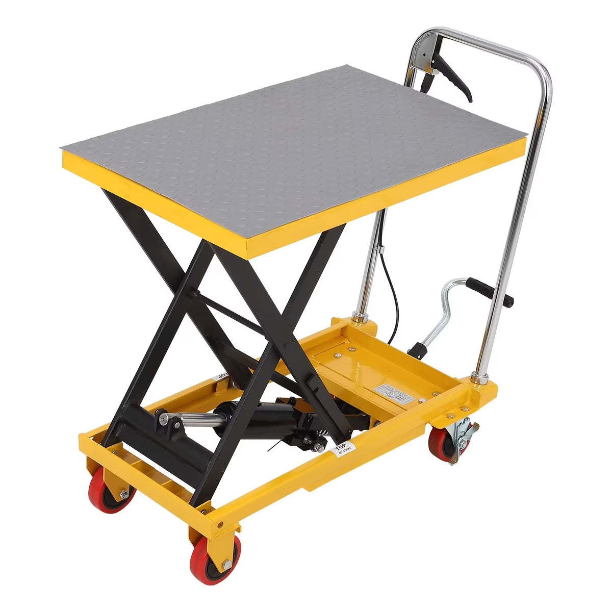 Hydraulic Lift Table Cart, 500lbs Capacity 59" Lifting Height, Single Scissor Lift Table Cart with 4 Wheels and Non-Slip Pad, Manual Elevating Cart for Material Handling Transportation