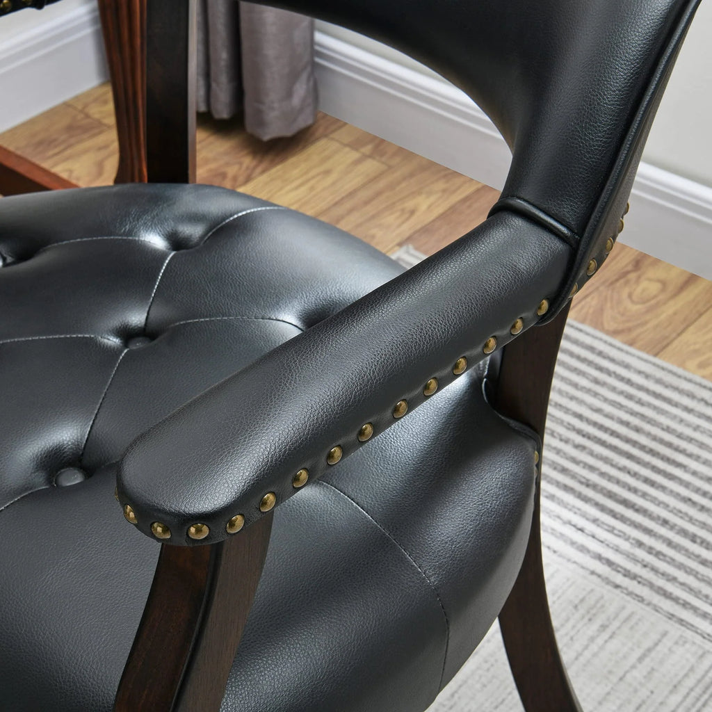 Dining Chair with Casters, Captain's Chairs with Rollers Dinette Sets Poker Chairs with Wheels Kitchen Table Rolling Chairs High Back Chair On Caster(Black 318BK)