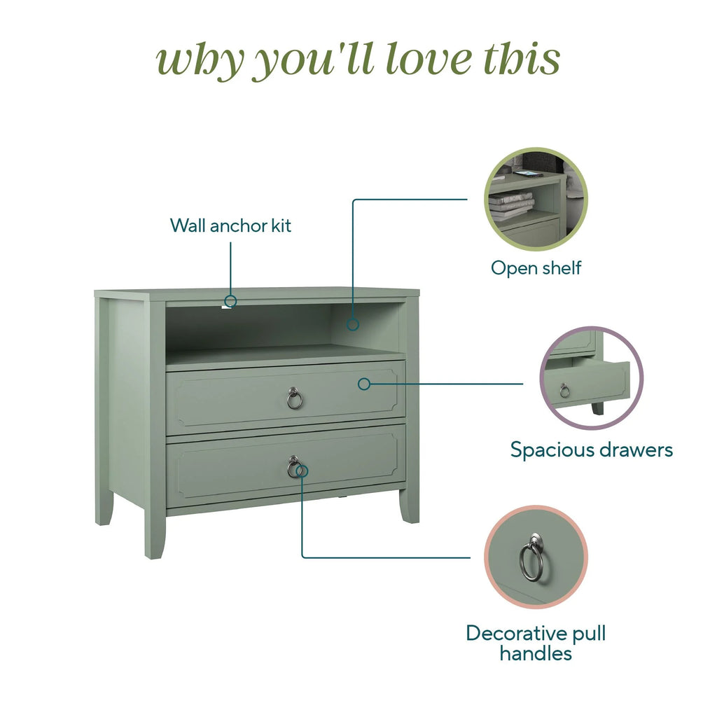 Her Majesty 2 Drawer Nightstand, Mustard Yellow