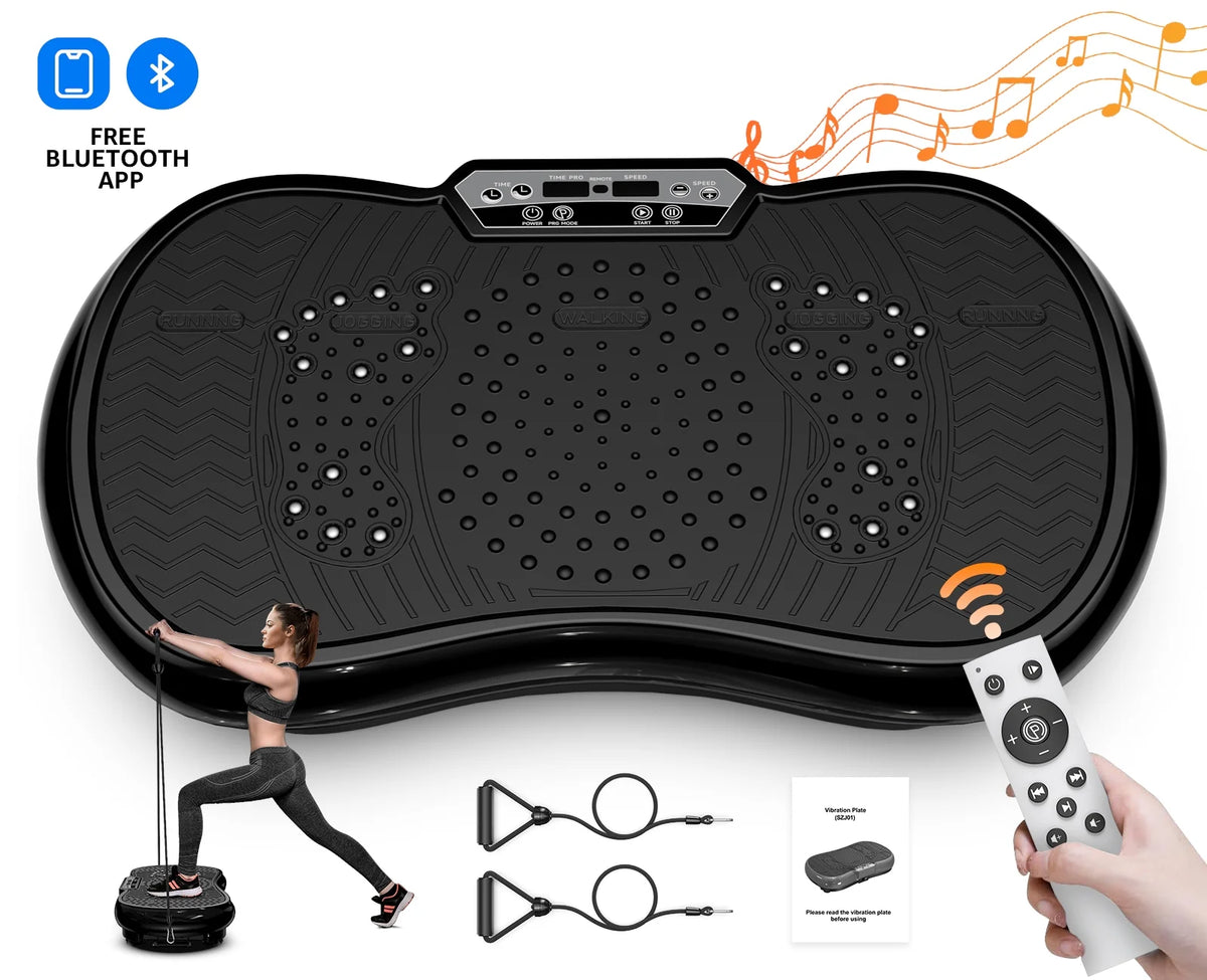 LNOW Full Body Vibration Plate Exercise Machine for Lymphatic Drainage, Muscle Toner with Bluetooth & Massage Pedals, Workout Vibration Platform for Home Fitness 400lbs