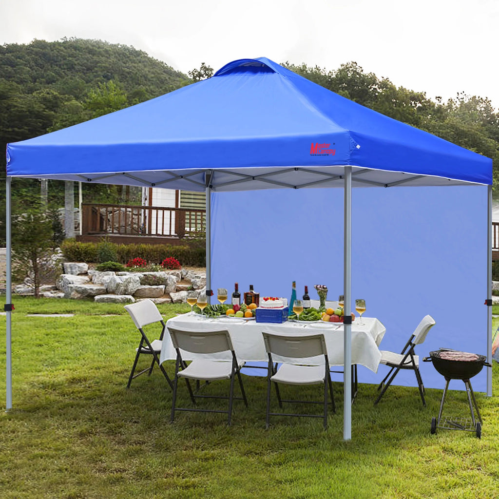 MASTERCANOPY 10' x 10' Easy Pop-up Canopy Tent Outdoor Shade Shelter with 1 Sidewall, White