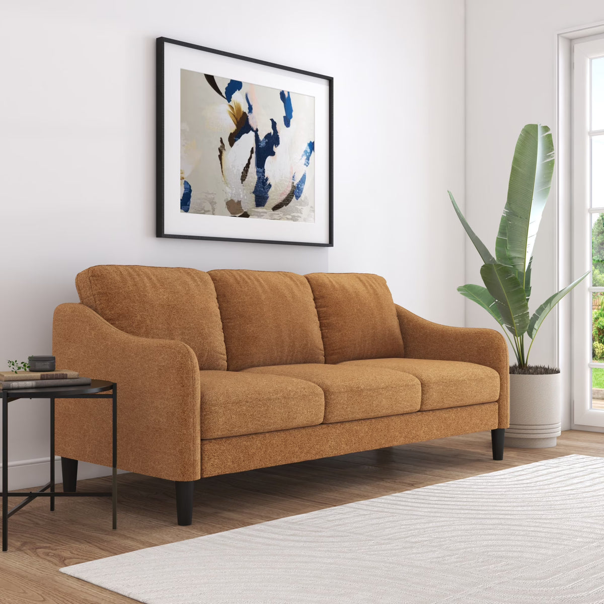 Mainstays Westley Swoop Arm Sofa, Burnt Orange