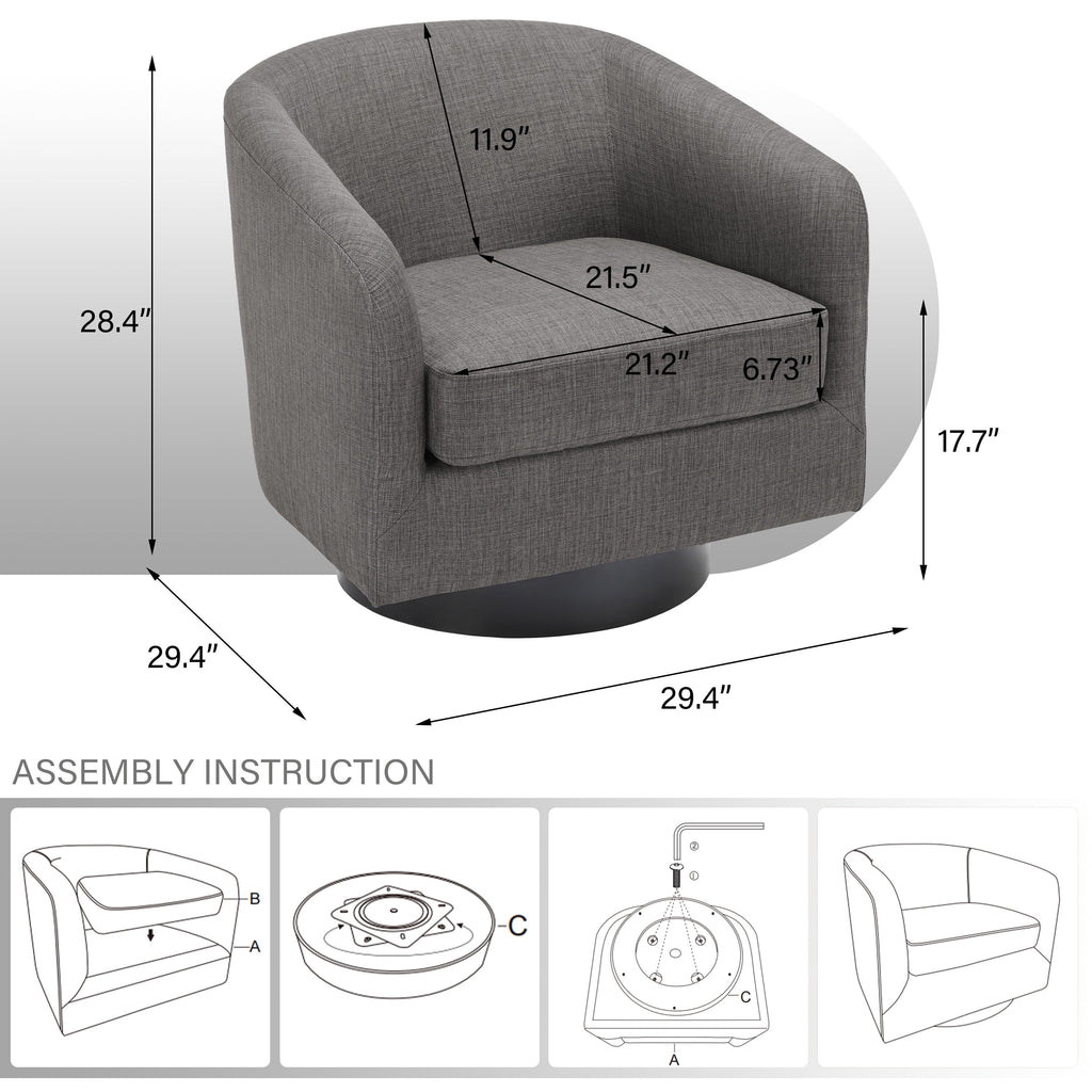 DREAMSIDEA Swivel Barrel Accent Chair for Living Room, Modern Upholstered Round Club Armchair-Cream