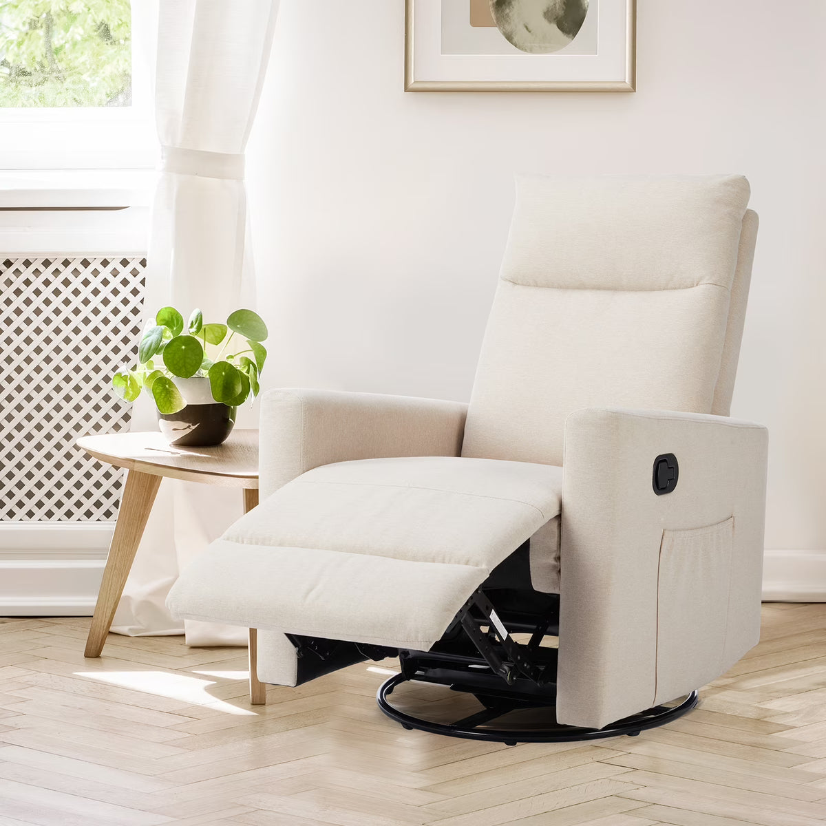 Recliner Message Chair with Footrest, Swivel Rocking Glider, High Back Upholstered Deep Seat for Living Room, Grey