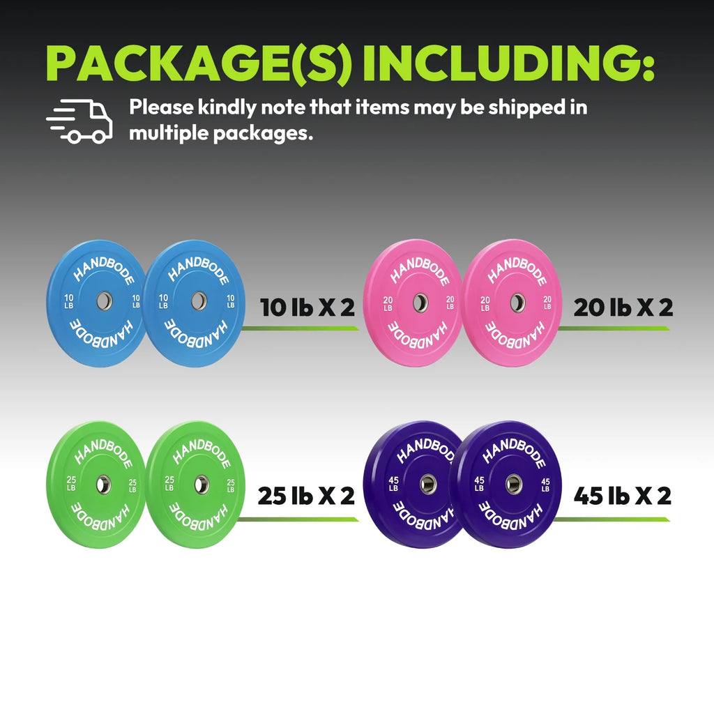 HANDBODE Bumper Plates Olympic Weight Plates, Colored Rubber plate for Weight Lifting and Strength Training 140LB