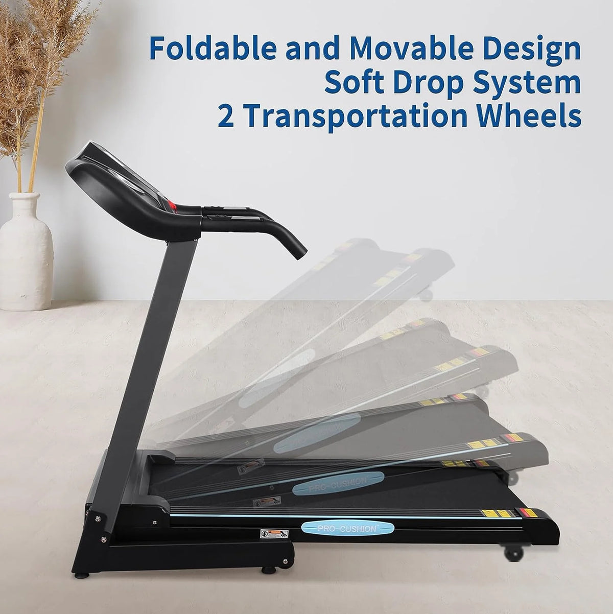 Treadmill with Incline Folding with 12 Level Automatic Incline 2.5hp Power 8.5mhp Speed Running Machine 15 Preset Training Program Electric Treadmill for Home Use