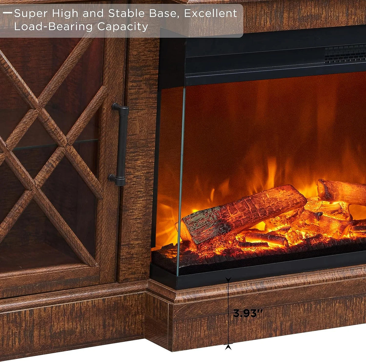 OKD Farmhouse 3-Sided Fireplace TV Stand for 80" TVs, 70" Entertainment Center with Electric Fireplace and Storage Drawers, Antique White
