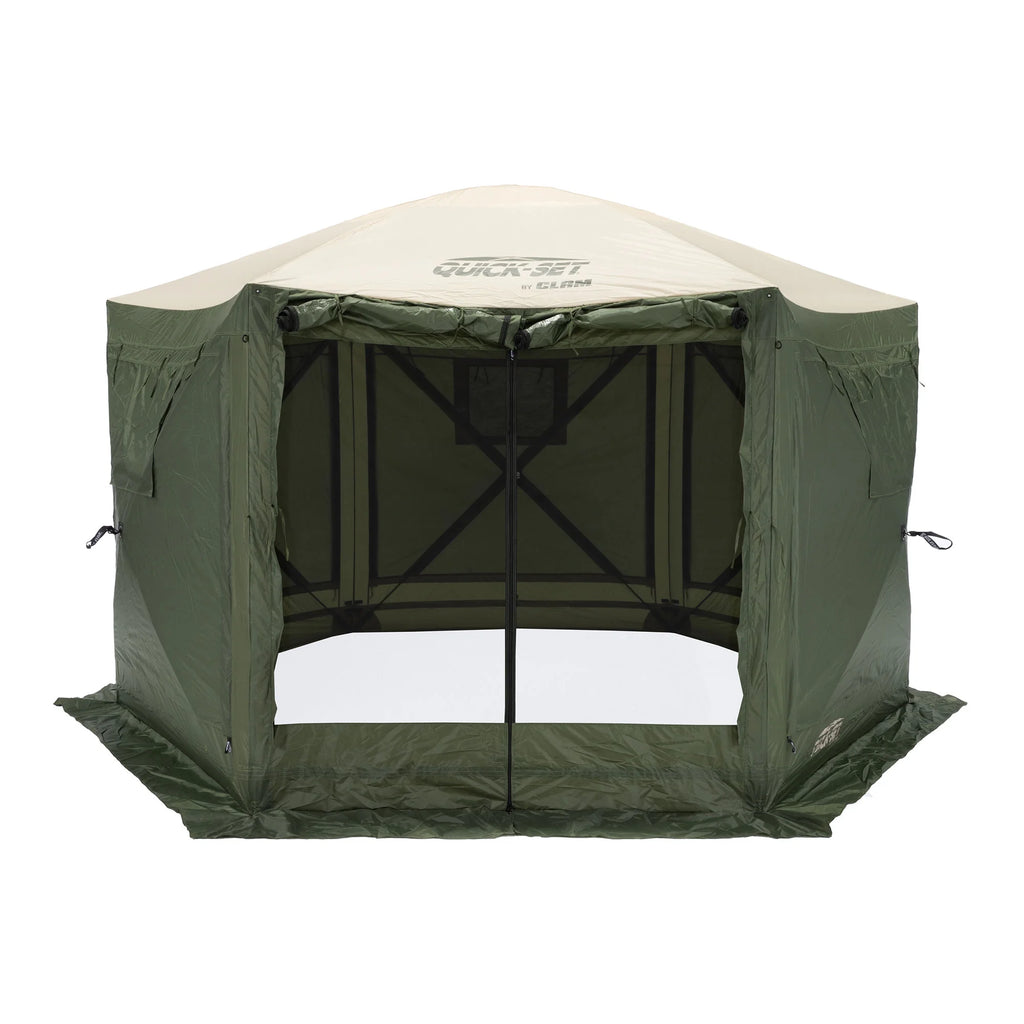 CLAM Quick-Set Pavilion 12.5 x 12.5' Portable Outdoor Canopy Shelter, Green