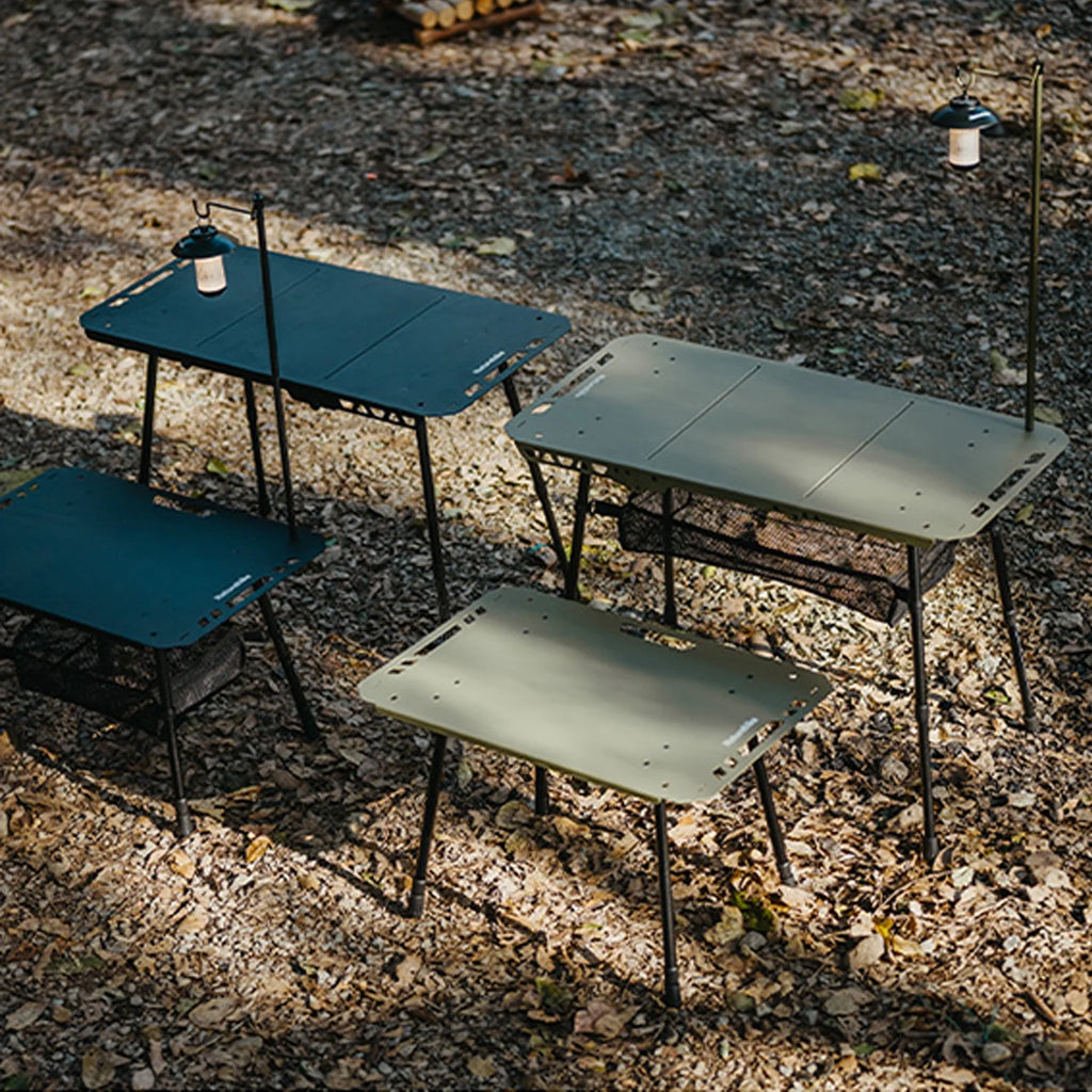 Naturehike, Portable Camping Table, Outdoor Detachable Tactical Camping Table, Lightweight Aluminium Camping Table with Light Pole, Adjustable Height