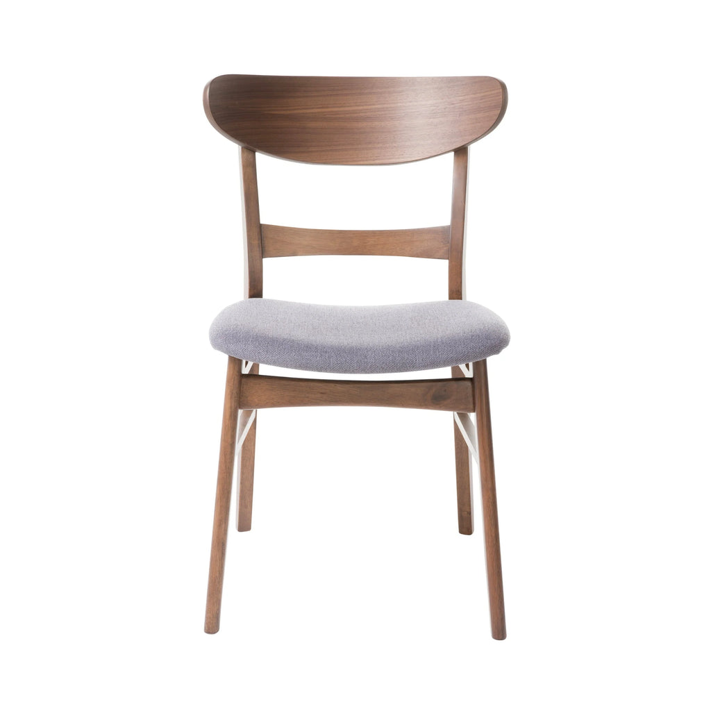 GDF Studio Isador Mid Century Modern Fabric Upholstered Wood Dining Chairs, Set of 2, Dark Gray and Walnut