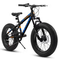 20 Inch Fat Tire Bike Adult 7 Speed Mountain Bike, Dual Disc Brakes, High Carbon Steel Frame, Front Suspension, Mountain Buggy, City Commuter City Bike, Fat Tire Bike Black