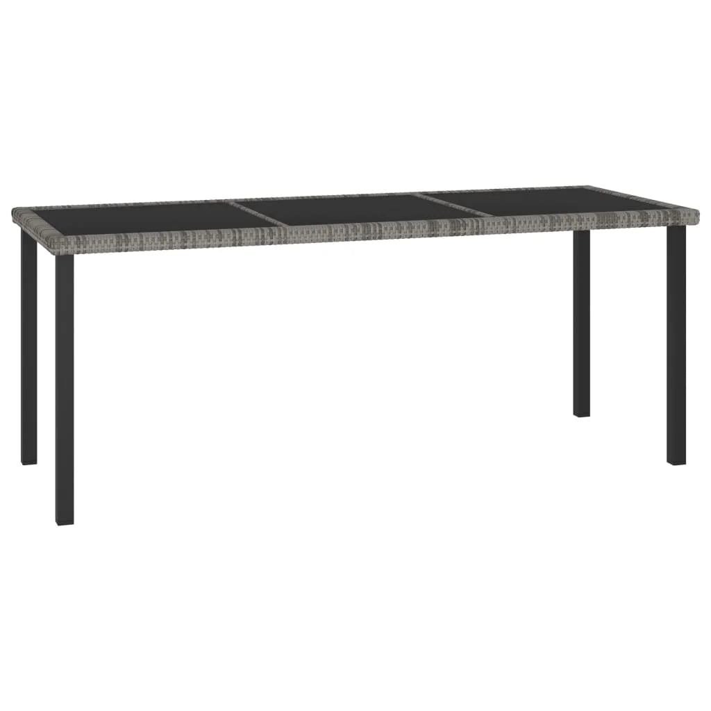vidaXL Outdoor Dining Table Garden Porch Patio Table with Glass Top PE Rattan