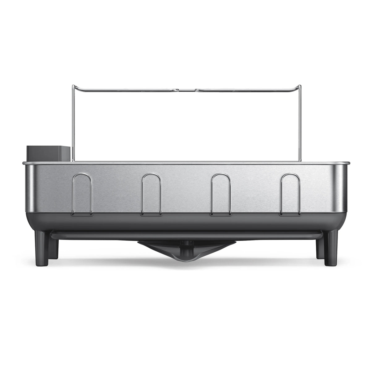 simplehuman Kitchen Dish Drying Rack, Fingerprint-Proof Stainless Steel Frame, Grey Plastic