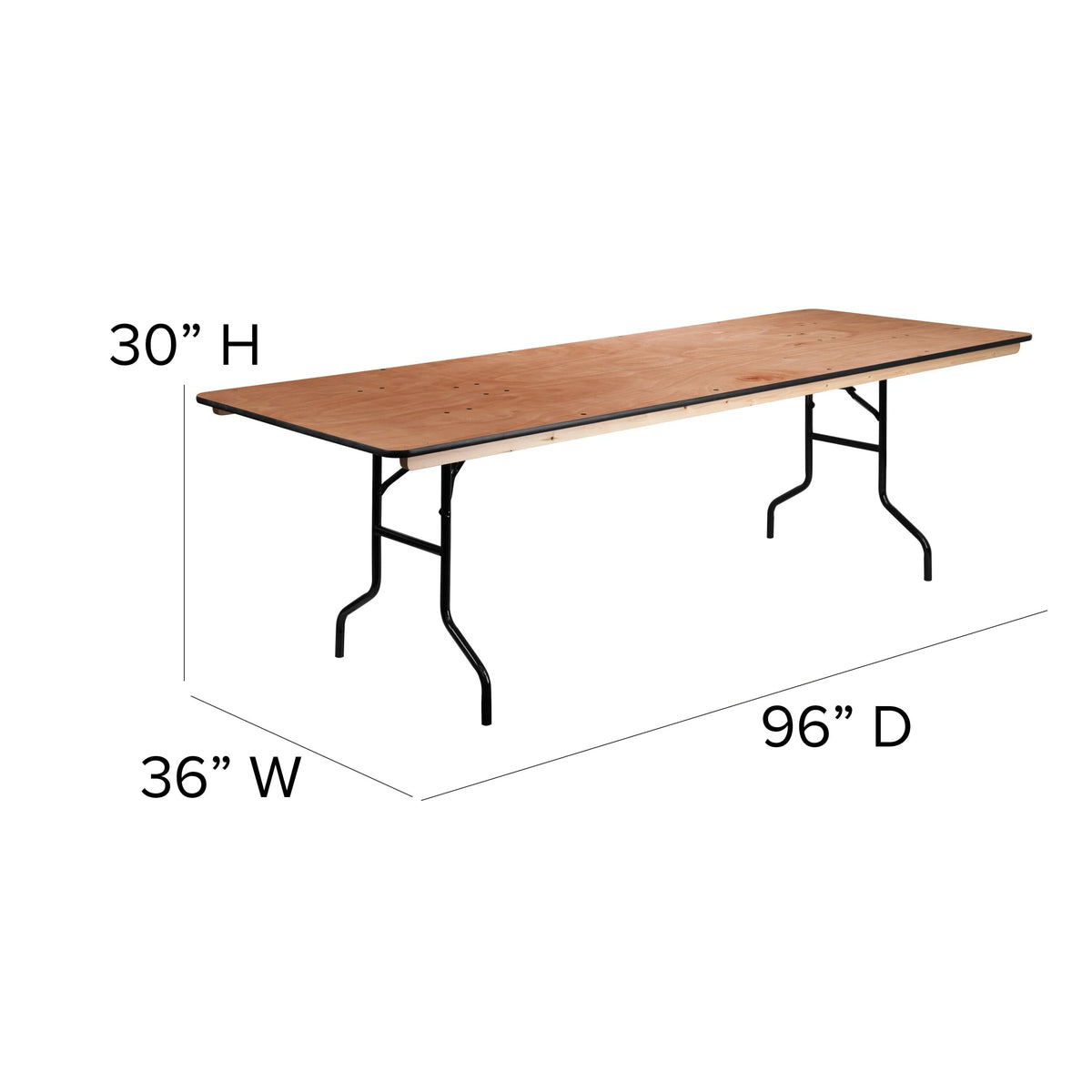 Flash Furniture Fielder 8-Foot Rectangular Wood Folding Banquet Table with Clear Coated Finished Top