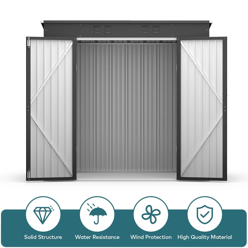 5'x3' Outdoor Storage Shed, Lofka Metal Storage Tool Shed with Single Lockable Door, for Bike| Garden Tools| Patio, Grey