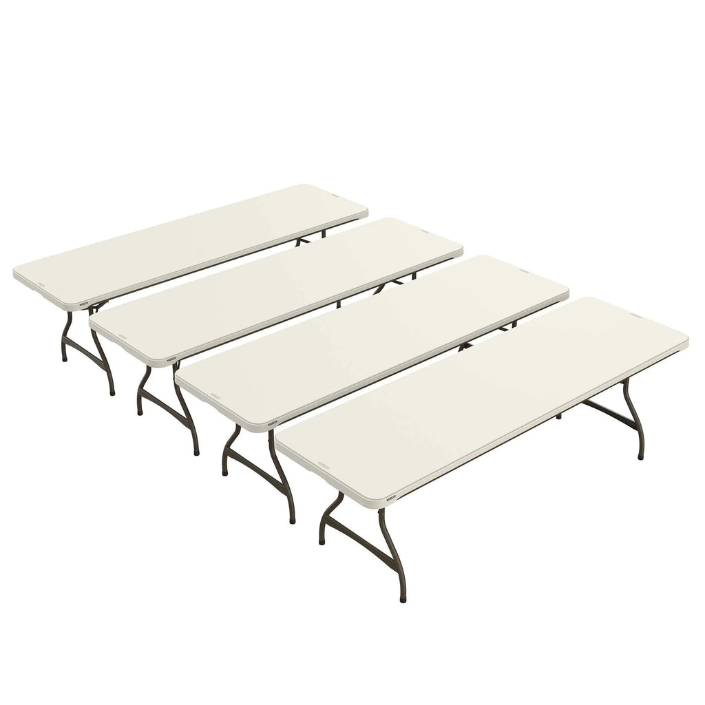 Lifetime 8 Foot Rectangle Nesting Folding Tables, Indoor/Outdoor Commercial Grade, Almond, Set of 4 (80707)