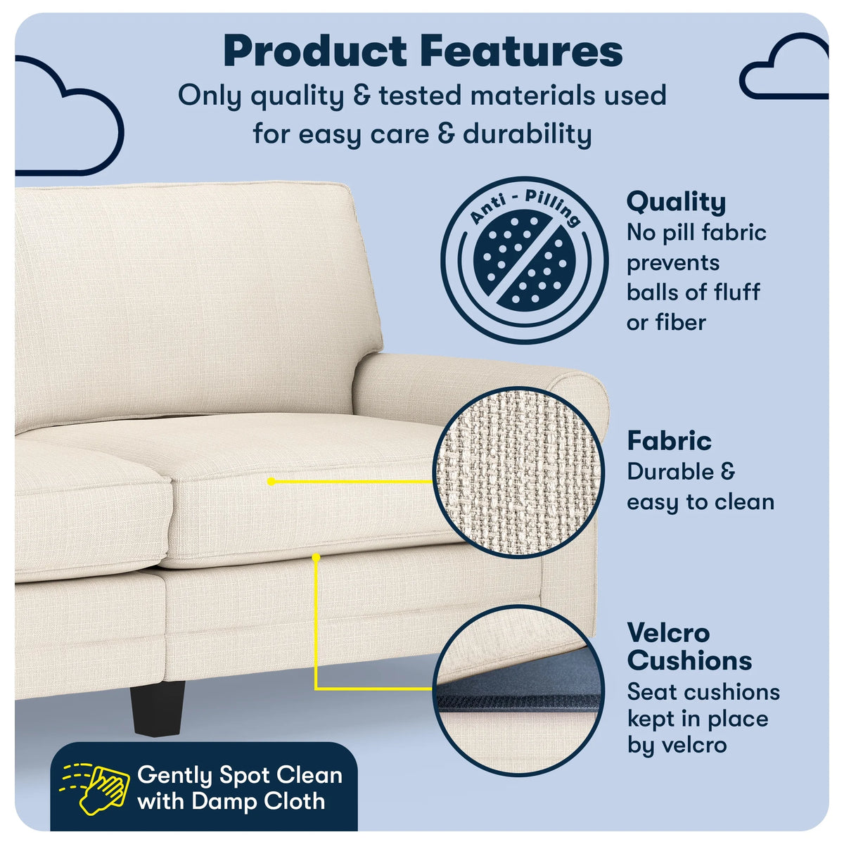 Serta Copenhagen 78" Rolled Arm Sofa with Removable Covers Dark Brown