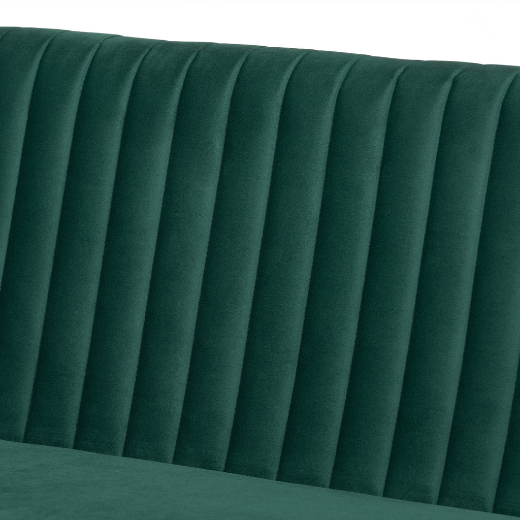 Baxton Studio Alvis Mid-Century Velvet Dining Nook Banquette Set(2PC) Emerald Green, Walnut Brown