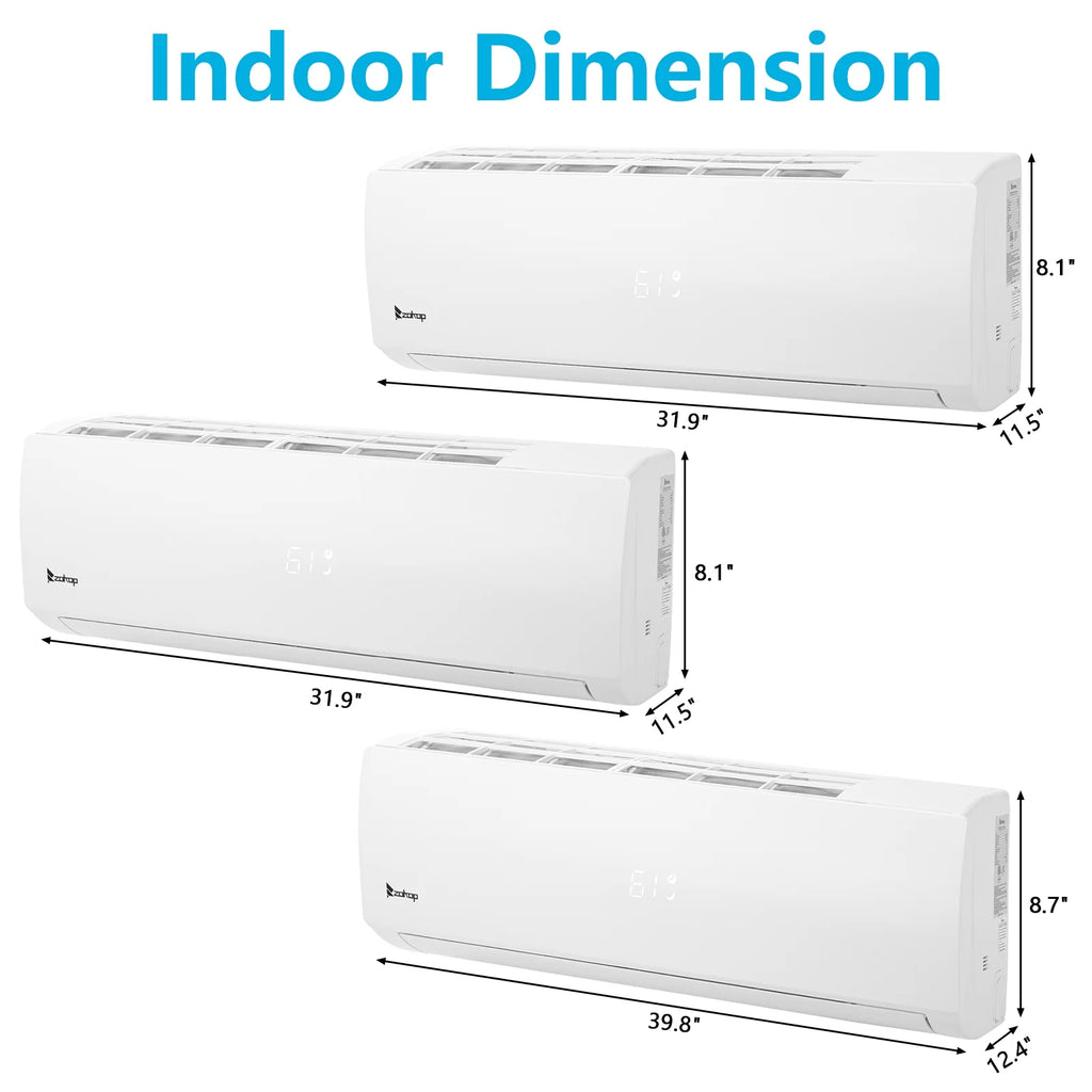 Ktaxon 2 Zone 9000 + 9000 BTU WIFI Mini Split AC/Heating System, 19 SEER2 Dual Zone 18000 BTU Ductless Split Air Conditioner with Pre-Charged Condenser, Heat Pump & 25Ft Installation Kit, 208-230V