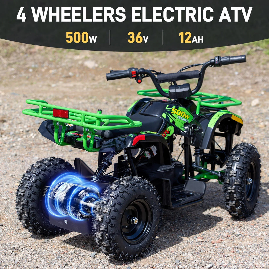 Aoemoe 500W 36V Battery-Powered Ride-On Off-Road 4-Wheeler �C 15 Mile Range, Flame