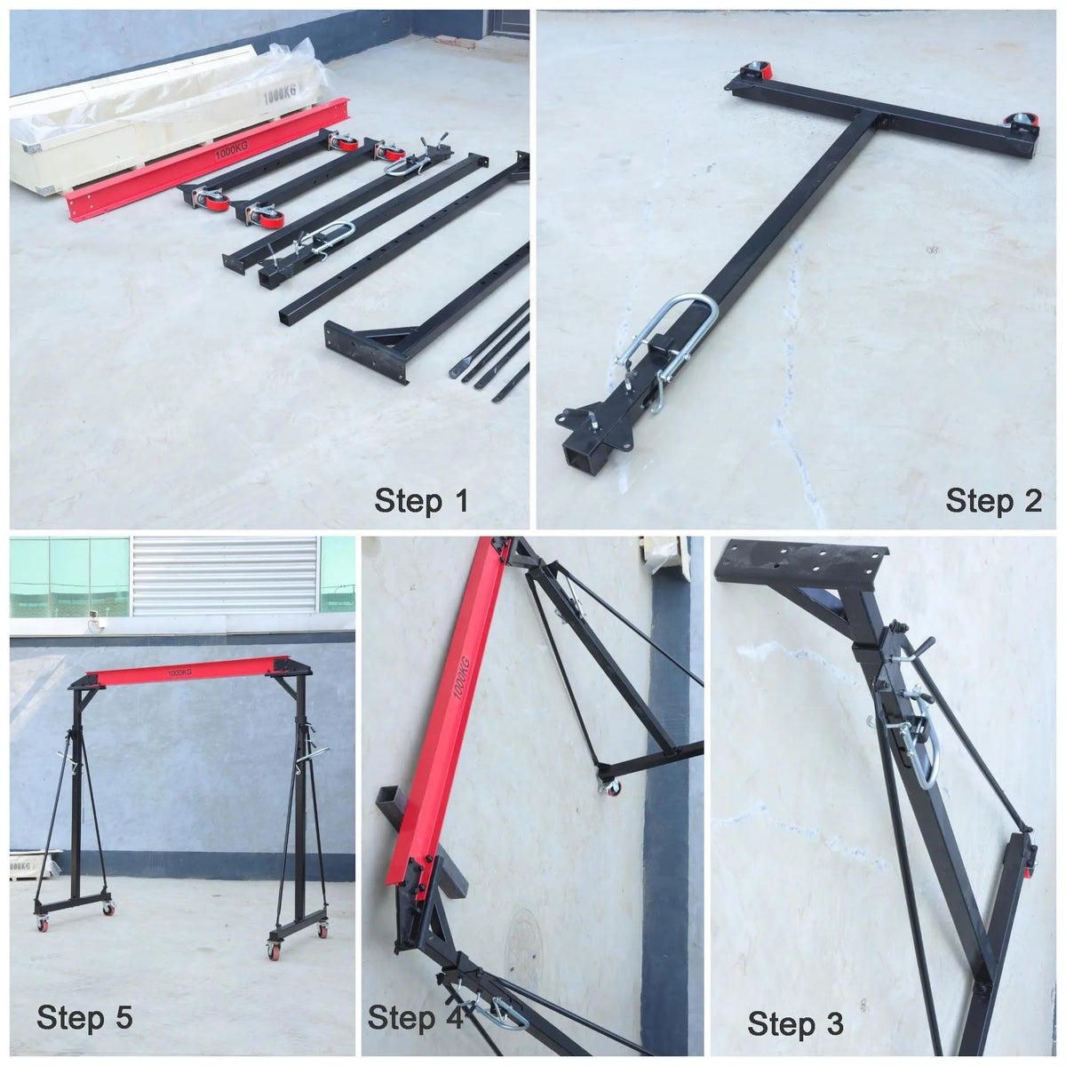 Adjustable Gantry Crane 2000 Lbs Portable Small Crane 1T Shop Crane Kit with Hoist, Trolley, Sling, Shackle and Hook