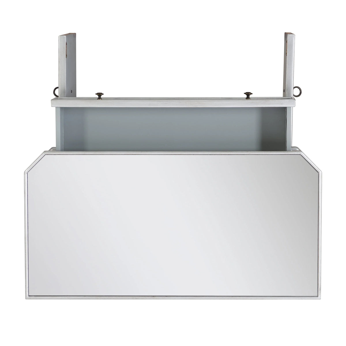 Powell Deville 2-Door Single Drawer Indoor Console Table with Shelves, Mirrored Surfaces and Luxe Silver Wood