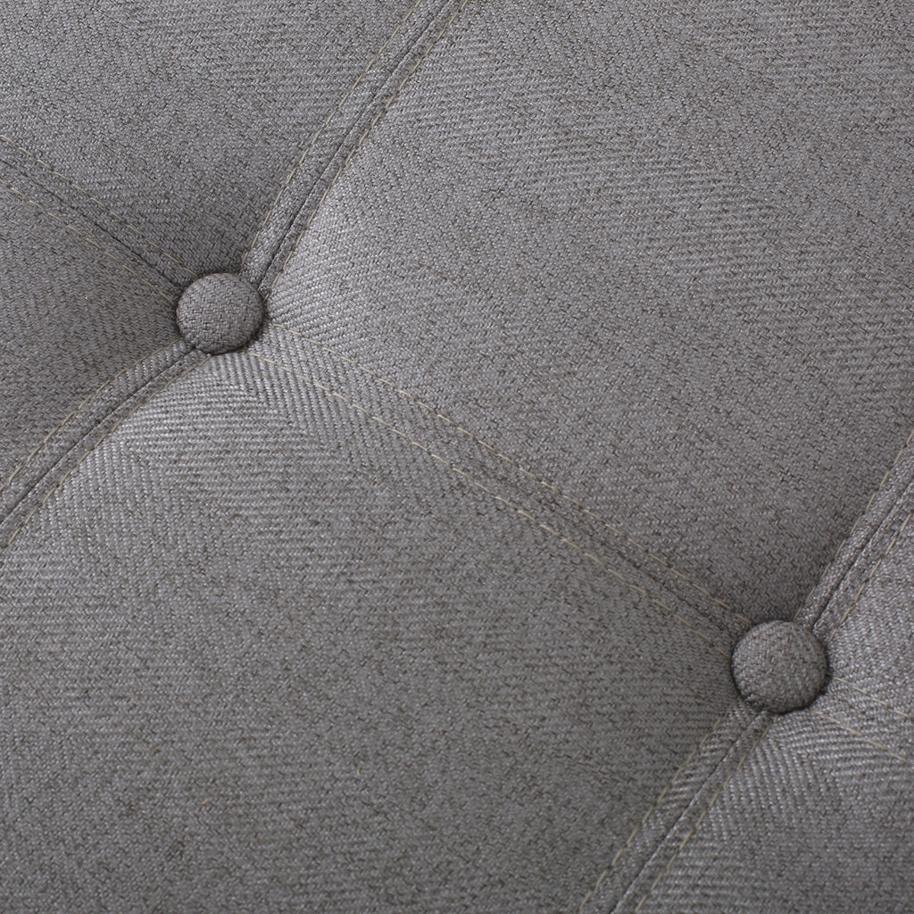 GDF Studio Valeno Mid Century Modern Fabric Tufted Storage Ottoman Bench, Light Gray and Light Brown