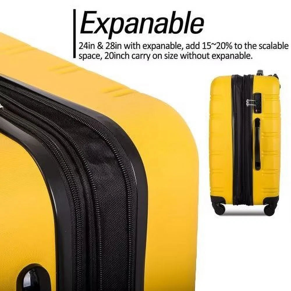 Expandable Suitcase Set of 3 with Double Spinner Wheels, Indestructible PP Material Hard Shell Luggage Sets TSA Lock, Carry on Expandable, Lightweight,20" 24' 28",Pink