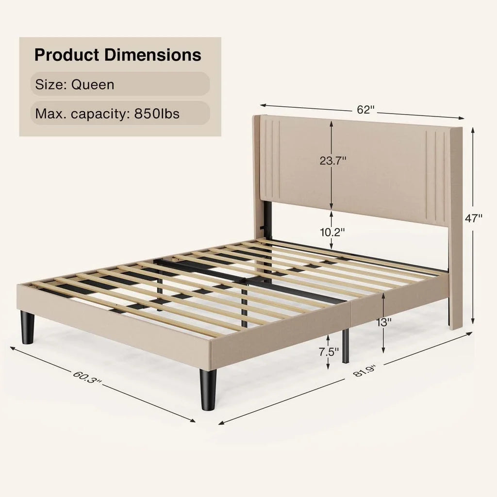 Aiho 4 Pieces Bedroom Furniture Set, Includes Queen Bed Frame, Nightstands Set of 2, Double Wide 6-Drawer Dresser - White
