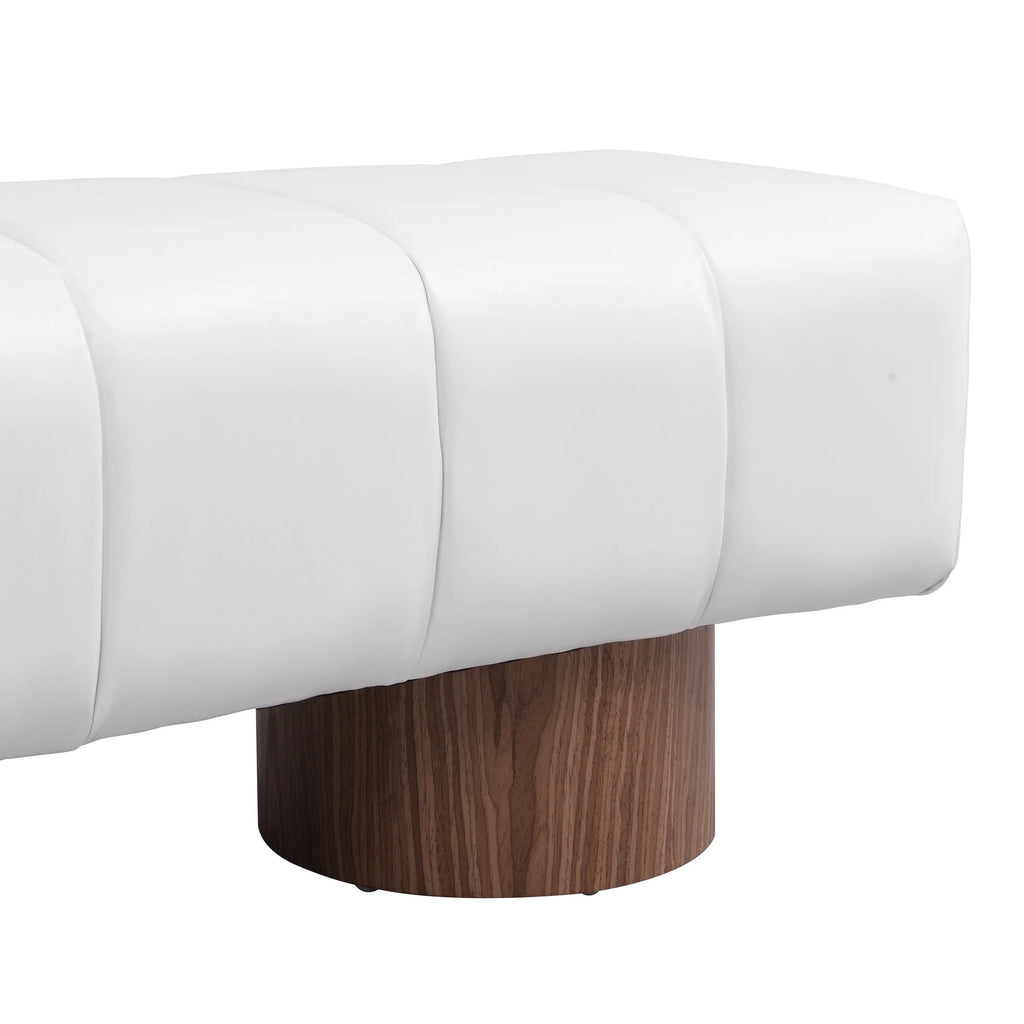 Christopher Knight Home Modern Mid-Century 64" Velvet Tufted Ottoman Bench, Faux Wood Legs, Light Gray