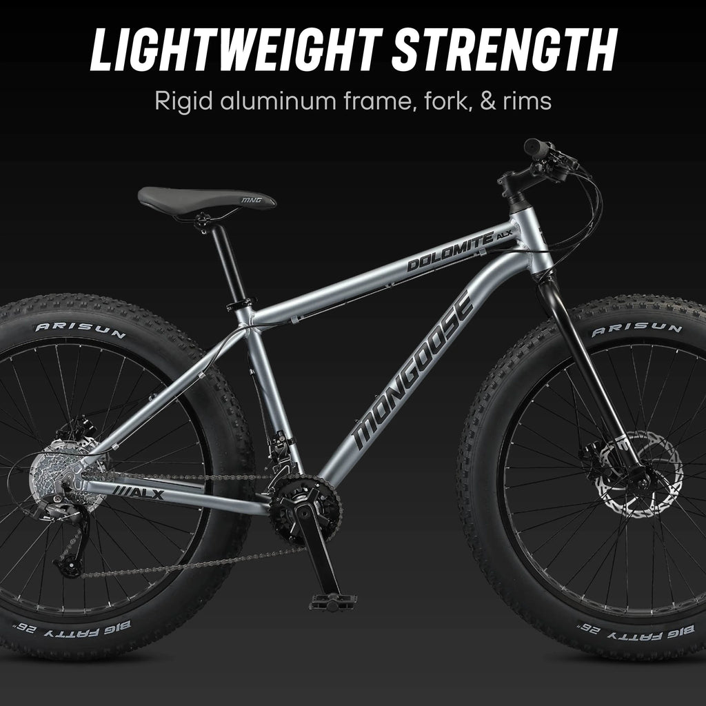 26" Mongoose Dolomite ALX Unisex Fat Tire Mountain Bike, Gray, Ages 12+