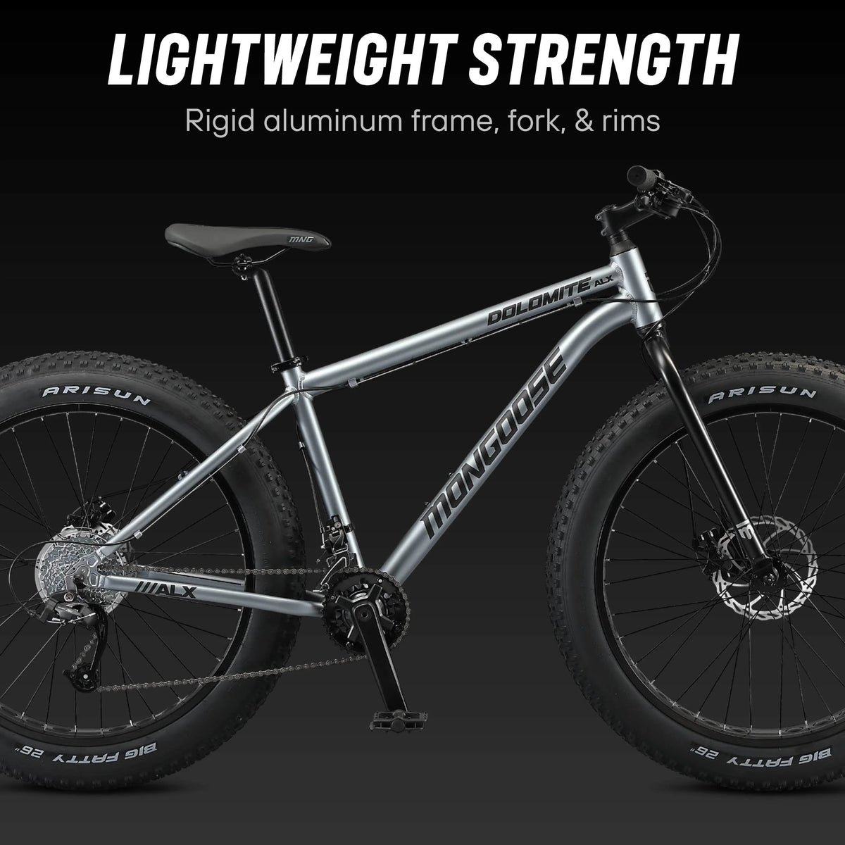 26" Mongoose Dolomite ALX Unisex Fat Tire Mountain Bike, Gray, Ages 12+
